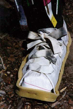 Sneakers made of packing bags